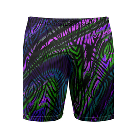 Мужские шорты спортивные с принтом Абстрактный современный тигровый узор в Санкт-Петербурге,  |  | abstraction | pattern | зеленый | молодежный | пурпурный | тигровый