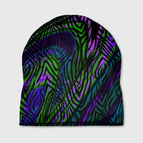 Шапка 3D с принтом Абстрактный современный тигровый узор , 100% полиэстер | универсальный размер, печать по всей поверхности изделия | abstraction | pattern | зеленый | молодежный | пурпурный | тигровый