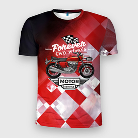Мужская футболка 3D Slim с принтом MotoSport   Мото в Екатеринбурге, 100% полиэстер с улучшенными характеристиками | приталенный силуэт, круглая горловина, широкие плечи, сужается к линии бедра | moto sport | мото | мотоспорт | мотоцикл | мотоциклы