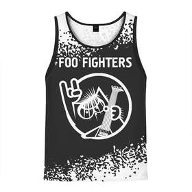 Мужская майка 3D с принтом Foo Fighters + КОТ + Арт в Екатеринбурге, 100% полиэстер | круглая горловина, приталенный силуэт, длина до линии бедра. Пройма и горловина окантованы тонкой бейкой | band | fighters | foo | foo fighters | metal | rock | группа | кот | краска | рок | спрей | файтерс