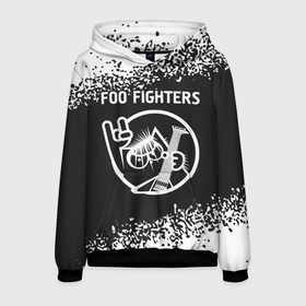 Мужская толстовка 3D с принтом Foo Fighters + КОТ + Арт в Екатеринбурге, 100% полиэстер | двухслойный капюшон со шнурком для регулировки, мягкие манжеты на рукавах и по низу толстовки, спереди карман-кенгуру с мягким внутренним слоем. | band | fighters | foo | foo fighters | metal | rock | группа | кот | краска | рок | спрей | файтерс