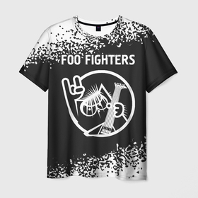 Мужская футболка 3D с принтом Foo Fighters + КОТ + Арт в Тюмени, 100% полиэфир | прямой крой, круглый вырез горловины, длина до линии бедер | band | fighters | foo | foo fighters | metal | rock | группа | кот | краска | рок | спрей | файтерс
