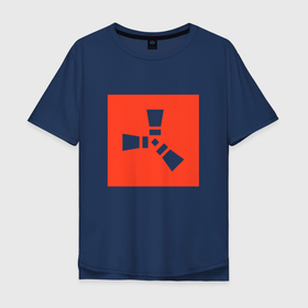 Мужская футболка хлопок Oversize с принтом РАСТ в Курске, 100% хлопок | свободный крой, круглый ворот, “спинка” длиннее передней части | facepunch | game | games | logo | rust | shooter | survival | выживание | игра | раст