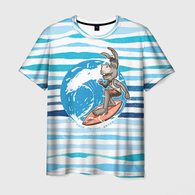 Мужская футболка 3D с принтом Ослик.  Серфинг в Новосибирске, 100% полиэфир | прямой крой, круглый вырез горловины, длина до линии бедер | волны | море | осел | ослик | ослица | серфинг