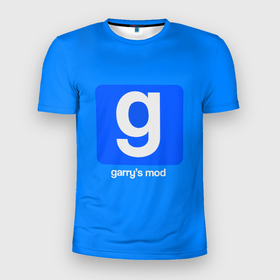 Мужская футболка 3D Slim с принтом Garrys Mod логотип в Екатеринбурге, 100% полиэстер с улучшенными характеристиками | приталенный силуэт, круглая горловина, широкие плечи, сужается к линии бедра | gmod | half life | source engine | steam | песочница