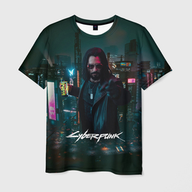Мужская футболка 3D с принтом Johnny Cyberpunk2077 в Екатеринбурге, 100% полиэфир | прямой крой, круглый вырез горловины, длина до линии бедер | Тематика изображения на принте: 