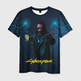 Мужская футболка 3D с принтом Johnny   Cyberpunk2077 в Екатеринбурге, 100% полиэфир | прямой крой, круглый вырез горловины, длина до линии бедер | Тематика изображения на принте: 