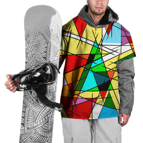 Накидка на куртку 3D с принтом ЦВЕТНОЙ ВИТРАЖ в Петрозаводске, 100% полиэстер |  | Тематика изображения на принте: абстракт | красочный | оптическая иллюзия | розовый | синий | стекло | треугольник | цветной