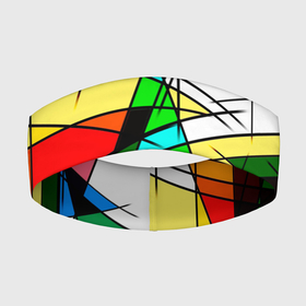 Повязка на голову 3D с принтом ЦВЕТНОЙ ВИТРАЖ в Белгороде,  |  | абстракт | красочный | оптическая иллюзия | розовый | синий | стекло | треугольник | цветной