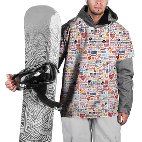 Накидка на куртку 3D с принтом INSCRIPTIONS IN ENGLISH в Тюмени, 100% полиэстер |  | love | английский | буквы | предложения | слова | фон