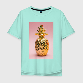 Мужская футболка хлопок Oversize с принтом Гламурный ананас , 100% хлопок | свободный крой, круглый ворот, “спинка” длиннее передней части | азия | ананас | гламур | золото | кич | пафос | понты | растение | роскошь | тропики | украшение | экзотика | ягода