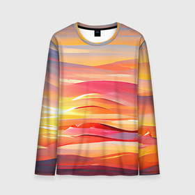Мужской лонгслив 3D с принтом Закатное солнце в Курске, 100% полиэстер | длинные рукава, круглый вырез горловины, полуприлегающий силуэт | abstraction | art | bright | colors | draw | light | multicoloured | nature | sky | sun | sunset | абстракция | закат | краски | небо | пейзаж | природа | разноцветный | рисунок | свет | солнце | яркий