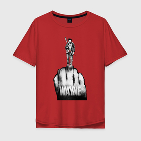 Мужская футболка хлопок Oversize с принтом Wayne fuck в Новосибирске, 100% хлопок | свободный крой, круглый ворот, “спинка” длиннее передней части | baseball bat | roses | wayne | бейсбольная бита | бита | розы | средний палец | уэйн