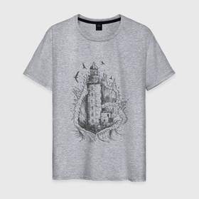 Мужская футболка хлопок с принтом Маяк Рисунок карандашом | Lighthouse Pencil Drawing в Екатеринбурге, 100% хлопок | прямой крой, круглый вырез горловины, длина до линии бедер, слегка спущенное плечо. | ocean | sea | storm | арт | в виде якоря | волны | маяки | море | морские мотивы | морской рисунок | навигация | океан | рисунок от руки | ручкой | солнце | тучи | черно белый | шторм | якори