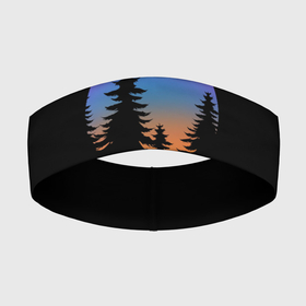 Повязка на голову 3D с принтом Лес в ночной тишине в Курске,  |  | деревья | круг | лес | ночь | черный