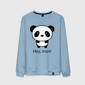 Мужской свитшот хлопок с принтом Эй, чувак   Панда   Hey, man   Panda , 100% хлопок |  | bear | ears | eyes | muzzle | nose | panda | paws | title | глаза | лапы | медведь | мордочка | надпись | нос | панда | уши