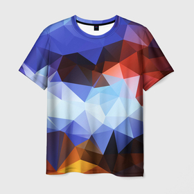 Мужская футболка 3D с принтом Абстрактный цветной узор из треугольников   Abstract colored triangle pattern , 100% полиэфир | прямой крой, круглый вырез горловины, длина до линии бедер | abstraction | color | pattern | triangle | абстракция | треугольник | узор | цвет