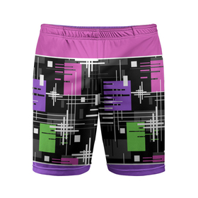 Мужские шорты спортивные с принтом Розово фиолетовый геометрические фигуры и полосы в Тюмени,  |  | retro | абстрактный | геометрические фигуры | ретро | темно розовый | фиолетовый