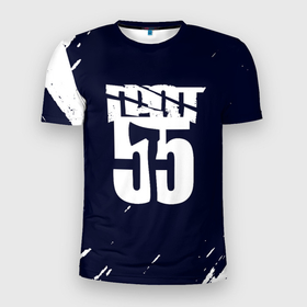 Мужская футболка 3D Slim с принтом ГРОТ 55 в Тюмени, 100% полиэстер с улучшенными характеристиками | приталенный силуэт, круглая горловина, широкие плечи, сужается к линии бедра | grot | logo | music | rap | rus | rus rap | грот | лого | музыка | реп | русский реп