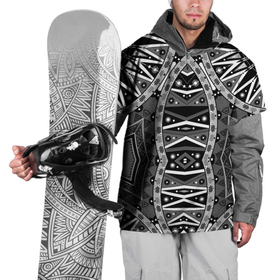 Накидка на куртку 3D с принтом Черно белый этнический орнамент , 100% полиэстер |  | Тематика изображения на принте: black and white | fashionable | ornament | youth | абстрактный | этно