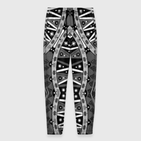 Мужские брюки 3D с принтом Черно белый этнический орнамент в Петрозаводске, 100% полиэстер | манжеты по низу, эластичный пояс регулируется шнурком, по бокам два кармана без застежек, внутренняя часть кармана из мелкой сетки | black and white | fashionable | ornament | youth | абстрактный | этно