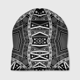 Шапка 3D с принтом Черно белый этнический орнамент в Новосибирске, 100% полиэстер | универсальный размер, печать по всей поверхности изделия | black and white | fashionable | ornament | youth | абстрактный | этно