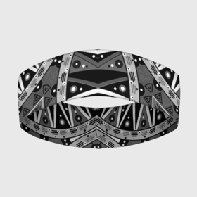 Повязка на голову 3D с принтом Черно белый этнический орнамент в Екатеринбурге,  |  | black and white | fashionable | ornament | youth | абстрактный | этно