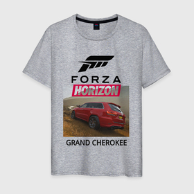 Мужская футболка хлопок с принтом FORZA HORIZON 5 GRAND CHEROKEE , 100% хлопок | прямой крой, круглый вырез горловины, длина до линии бедер, слегка спущенное плечо. | 