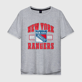 Мужская футболка хлопок Oversize с принтом NY RANGERS NHL | НЬЮ ЙОРК РЕЙНДЖЕРС , 100% хлопок | свободный крой, круглый ворот, “спинка” длиннее передней части | game | hockey | new york | nhl | ny rangers | sport | team | нью йорк | рейнджерс | рейнджеры | спорт | хоккей