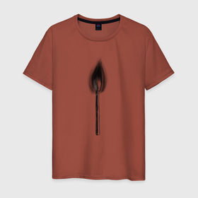 Мужская футболка хлопок с принтом Горящая спичка в Санкт-Петербурге, 100% хлопок | прямой крой, круглый вырез горловины, длина до линии бедер, слегка спущенное плечо. | Тематика изображения на принте: графика | дым | огонь | пламя | силуэт | спичка