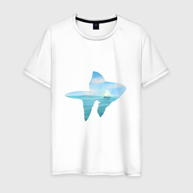 Мужская футболка хлопок с принтом Море в рыбке в Курске, 100% хлопок | прямой крой, круглый вырез горловины, длина до линии бедер, слегка спущенное плечо. | вода | волны | корабль | лето | море | отпуск | парусник | рыба