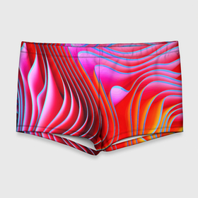 Мужские купальные плавки 3D с принтом Разноцветные неоновые полосы   Волна   Multicolored neon stripes   Wave , Полиэстер 85%, Спандекс 15% |  | abstraction | color | fashion | neon | pattern | raster | stripe | wave | абстракция | волна | мода | неон | паттерн | полоса | растр | цвет