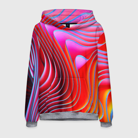 Мужская толстовка 3D с принтом Разноцветные неоновые полосы   Волна   Multicolored neon stripes   Wave , 100% полиэстер | двухслойный капюшон со шнурком для регулировки, мягкие манжеты на рукавах и по низу толстовки, спереди карман-кенгуру с мягким внутренним слоем. | abstraction | color | fashion | neon | pattern | raster | stripe | wave | абстракция | волна | мода | неон | паттерн | полоса | растр | цвет