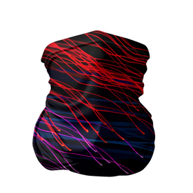 Бандана-труба 3D с принтом Цветные неоновые линии на чёрном фоне   Colored neon lines on a black background в Белгороде, 100% полиэстер, ткань с особыми свойствами — Activecool | плотность 150‒180 г/м2; хорошо тянется, но сохраняет форму | abstraction | fashion | line | neon | pattern | абстракция | линия | мода | неон | паттерн