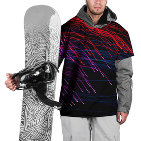 Накидка на куртку 3D с принтом Цветные неоновые линии на чёрном фоне   Colored neon lines on a black background в Петрозаводске, 100% полиэстер |  | abstraction | fashion | line | neon | pattern | абстракция | линия | мода | неон | паттерн