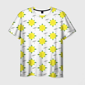 Мужская футболка 3D с принтом Цветущий одуванчик в Белгороде, 100% полиэфир | прямой крой, круглый вырез горловины, длина до линии бедер | одуванчик | одуванчики | пух | цветок | цветы
