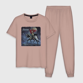Мужская пижама хлопок с принтом Saxon , 100% хлопок | брюки и футболка прямого кроя, без карманов, на брюках мягкая резинка на поясе и по низу штанин
 | heavy metal | metal | metallica | rock | sabaton | saxon | хэви метал
