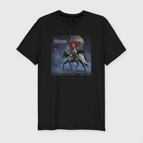 Мужская футболка хлопок Slim с принтом Saxon в Тюмени, 92% хлопок, 8% лайкра | приталенный силуэт, круглый вырез ворота, длина до линии бедра, короткий рукав | heavy metal | metal | metallica | rock | sabaton | saxon | хэви метал