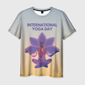 Мужская футболка 3D с принтом Международный день йоги в Екатеринбурге, 100% полиэфир | прямой крой, круглый вырез горловины, длина до линии бедер | 21 июня | день йоги | духовность | зож | йога | медитация | международный день йоги | праздник | релакс | релаксация | саморазвития | фитнес