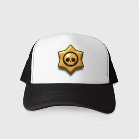 Кепка тракер с сеткой с принтом Brawl stars логотип в городе Новоалтайск, трикотажное полотно; задняя часть — сетка | длинный козырек, универсальный размер, пластиковая застежка | 