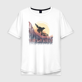 Мужская футболка хлопок Oversize с принтом Ride the trails в Белгороде, 100% хлопок | свободный крой, круглый ворот, “спинка” длиннее передней части | Тематика изображения на принте: 