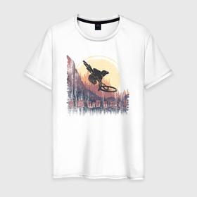 Мужская футболка хлопок с принтом Ride the trails в Белгороде, 100% хлопок | прямой крой, круглый вырез горловины, длина до линии бедер, слегка спущенное плечо. | Тематика изображения на принте: 