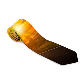 Галстук 3D с принтом Закат у океана в Тюмени, 100% полиэстер | Длина 148 см; Плотность 150-180 г/м2 | Тематика изображения на принте: дорога | закат | море | океан | природа | романтика | солнце