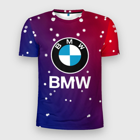 Мужская футболка 3D Slim с принтом BMW   Градиент   Краска в Петрозаводске, 100% полиэстер с улучшенными характеристиками | приталенный силуэт, круглая горловина, широкие плечи, сужается к линии бедра | bmw | bmw performance | m | motorsport | performance | бмв | моторспорт
