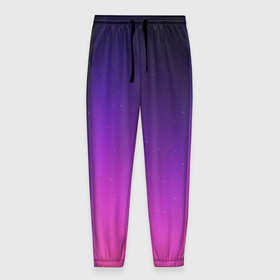 Мужские брюки 3D с принтом Розовофиолетовый градиент в Петрозаводске, 100% полиэстер | манжеты по низу, эластичный пояс регулируется шнурком, по бокам два кармана без застежек, внутренняя часть кармана из мелкой сетки | gradient | pink | shine | блестки | градиент | розовый | северное | сияние | фиолетовый