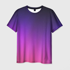 Мужская футболка 3D с принтом Розовофиолетовый градиент , 100% полиэфир | прямой крой, круглый вырез горловины, длина до линии бедер | Тематика изображения на принте: gradient | pink | shine | блестки | градиент | розовый | северное | сияние | фиолетовый