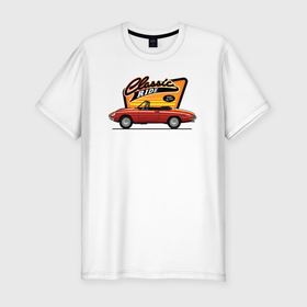 Мужская футболка хлопок Slim с принтом Classic ride в Курске, 92% хлопок, 8% лайкра | приталенный силуэт, круглый вырез ворота, длина до линии бедра, короткий рукав | авто | автомобиль | гонки | гоночная | машина | скорость | тачка