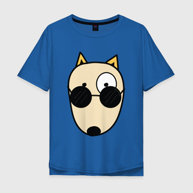 Мужская футболка хлопок Oversize с принтом Песик в круглых очках в Екатеринбурге, 100% хлопок | свободный крой, круглый ворот, “спинка” длиннее передней части | круглые очки | пес | песик | собака | собачка