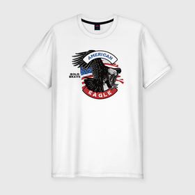 Мужская футболка хлопок Slim с принтом Американский орел USA в Кировске, 92% хлопок, 8% лайкра | приталенный силуэт, круглый вырез ворота, длина до линии бедра, короткий рукав | usa | америка | американский | орел | сша