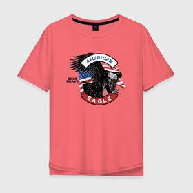Мужская футболка хлопок Oversize с принтом Американский орел USA в Белгороде, 100% хлопок | свободный крой, круглый ворот, “спинка” длиннее передней части | Тематика изображения на принте: usa | америка | американский | орел | сша